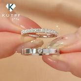 1.5/3mm Full Moissanite Diamond Ring Set for Women Men 100% 925 Sterling Silver Eternity Band Promise Engagement Couple Ring - Xprespick